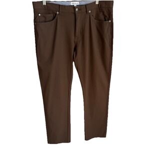 Peter Millar Crown Men's 35x31 Four Way Stretch Canvas Five Pocket Pants Brown